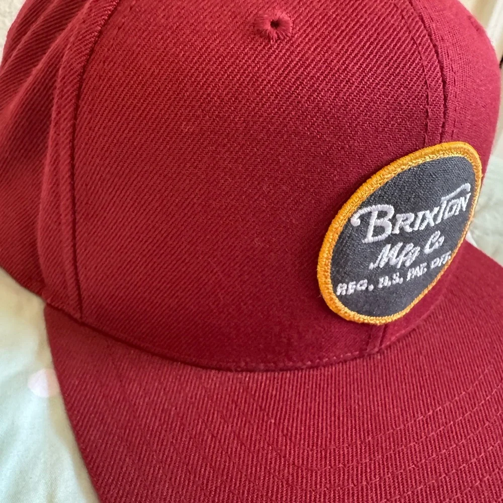 Brixton Men's Deep Red Hat with Logo Patch Snap Back